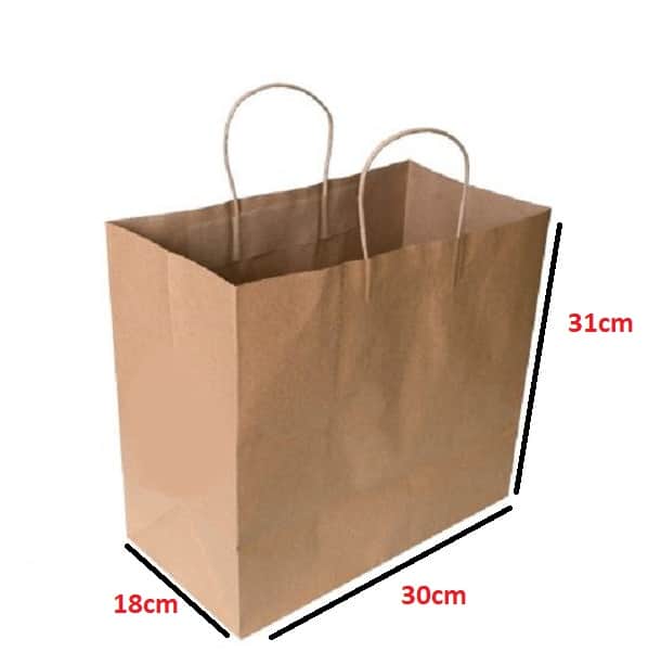 UBER MED BROWN PAPER BAGS TWISTED HANDLE 31Hx30Wx18G cm – 250pcs