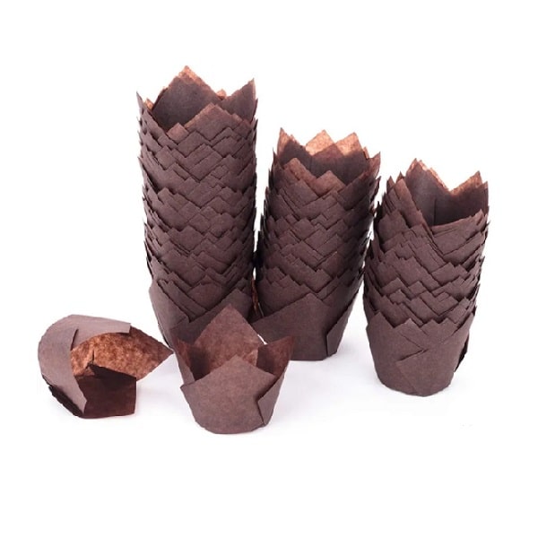 60mm Brown Tulip Muffin Liners – 500pcs